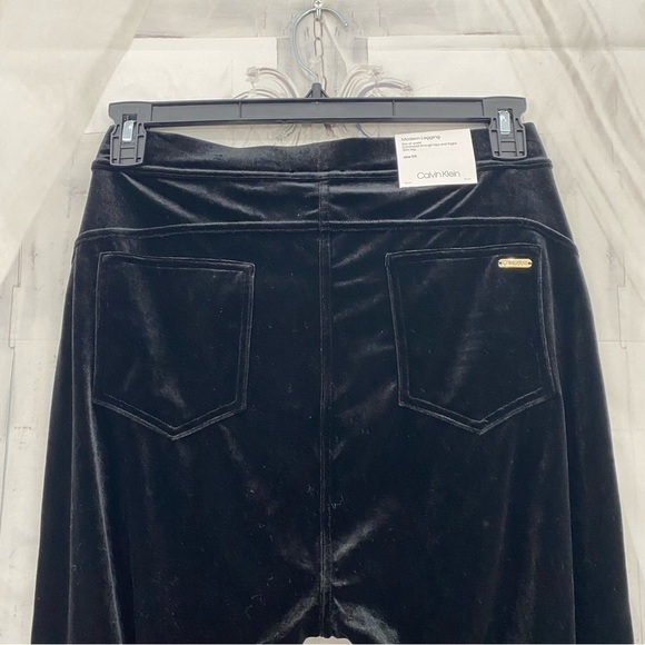 NEW Calvin Klein Size 0X Black Modern Leggin Slim Leg Velvet Pants Faux  Pockets - Picture 10 of 11